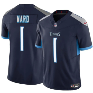 Men's Tennessee Titans #1 Cameron Ward Navy 2025 Draft F.U.S.E. Vapor Limited Stitched Football Jersey - Custom Name