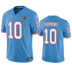 Men's Tennessee Titans #10 DeAndre Hopkins Blue 2023 F.U.S.E. Throwback With John Madden Patch Vapor Limited Stitched Football Jersey - Custom Name