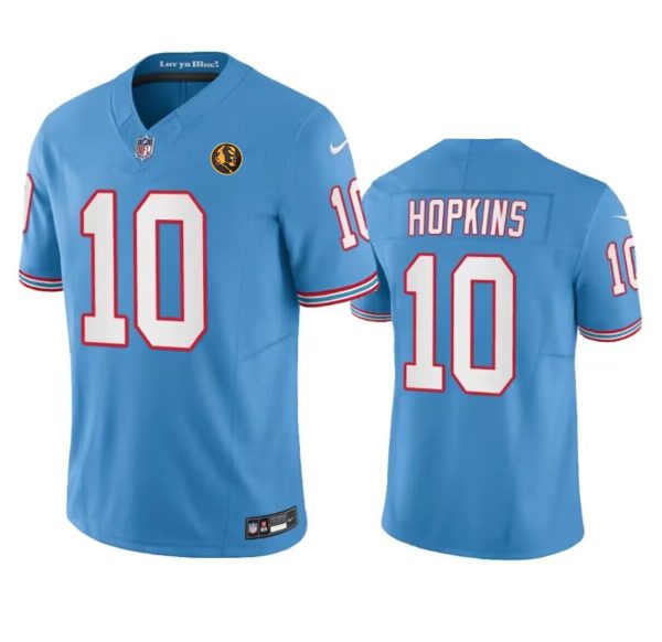 Men's Tennessee Titans #10 DeAndre Hopkins Blue 2023 F.U.S.E. Throwback With John Madden Patch Vapor Limited Stitched Football Jersey - Custom Name