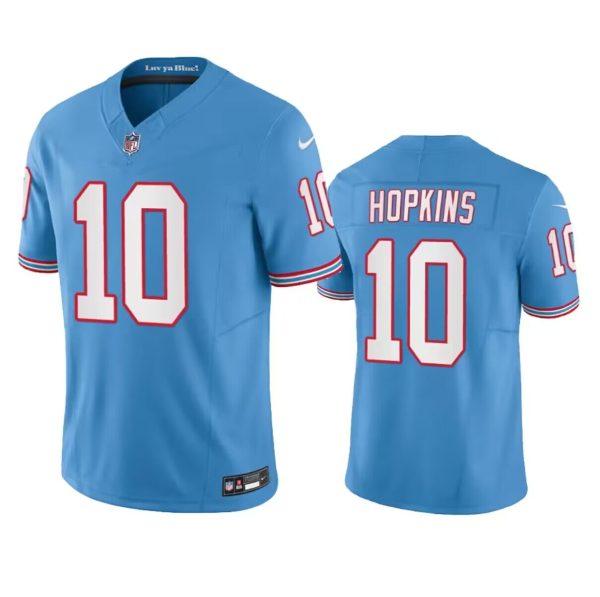 Men's Tennessee Titans #10 DeAndre Hopkins Light Blue 2023 F.U.S.E. Vapor Limited Throwback Stitched Football Jersey - Custom Name
