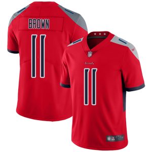 Men's Tennessee Titans #11 A.J. Brown Red Inverted Legend Stitched Football Jersey - Custom Name