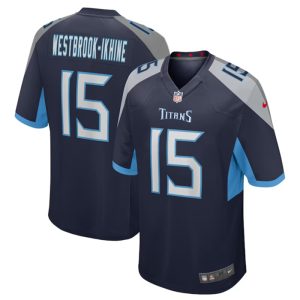 Men's Tennessee Titans #15 Nick Westbrook-Ikhine Navy Stitched Game Football Jersey - Custom Name