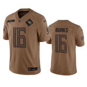 Men's Tennessee Titans #16 Treylon Burks 2023 Brown Salute To Service Stitched Football Jersey - Custom Name