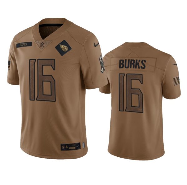 Men's Tennessee Titans #16 Treylon Burks 2023 Brown Salute To Service Stitched Football Jersey - Custom Name