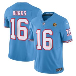Men's Tennessee Titans #16 Treylon Burks Blue 2023 F.U.S.E. Throwback With John Madden Patch Vapor Limited Stitched Football Jersey - Custom Name