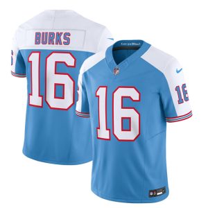 Men's Tennessee Titans #16 Treylon Burks Blue White 2023 F.U.S.E. Vapor Limited Throwback Stitched Football Jersey - Custom Name
