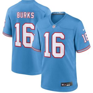 Men's Tennessee Titans #16 Treylon Burks Light Blue Throwback Player Stitched Game Jersey - Custom Name