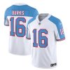 Men's Tennessee Titans #16 Treylon Burks White Blue 2023 F.U.S.E. Vapor Limited Throwback Stitched Football Jersey - Custom Name