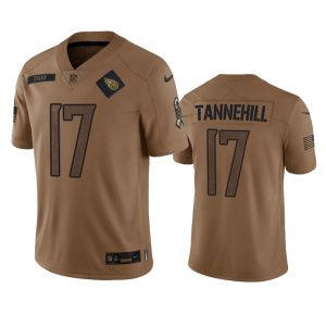 Men's Tennessee Titans #17 Ryan Tannehill 2023 Brown Salute To Service Stitched Football Jersey - Custom Name