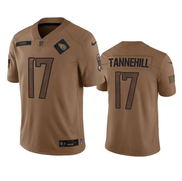 Men's Tennessee Titans #17 Ryan Tannehill 2023 Brown Salute To Service Stitched Football Jersey - Custom Name