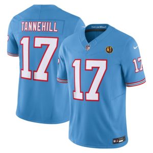 Men's Tennessee Titans #17 Ryan Tannehill Blue 2023 F.U.S.E. Throwback With John Madden Patch Vapor Limited Stitched Football Jersey - Custom Name