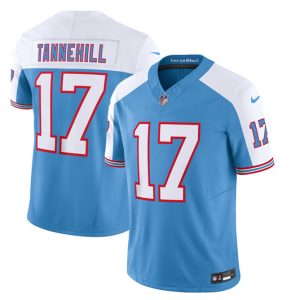 Men's Tennessee Titans #17 Ryan Tannehill Blue White 2023 F.U.S.E. Vapor Limited Throwback Stitched Football Jersey - Custom Name