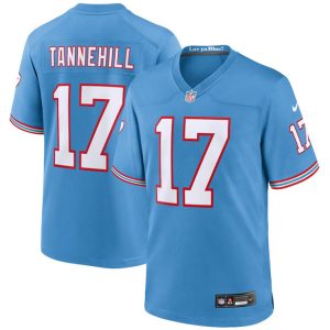 Men's Tennessee Titans #17 Ryan Tannehill Light Blue Throwback Player Stitched Game Jersey - Custom Name