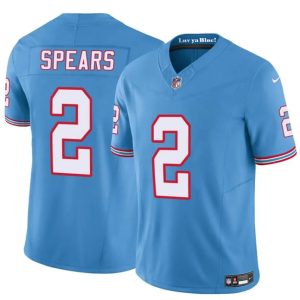 Men's Tennessee Titans #2 Tyjae Spears Blue 2024 F.U.S.E. Throwback Vapor Limited Stitched Football Jersey- Custom Name