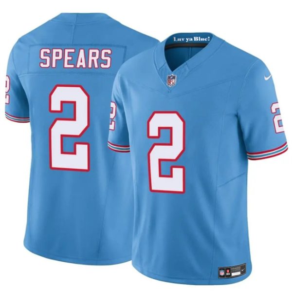 Men's Tennessee Titans #2 Tyjae Spears Blue 2024 F.U.S.E. Throwback Vapor Limited Stitched Football Jersey- Custom Name