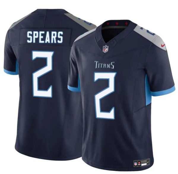 Men's Tennessee Titans #2 Tyjae Spears Navy 2024 F.U.S.E. Vapor Limited Stitched Football Jersey - Custom Name