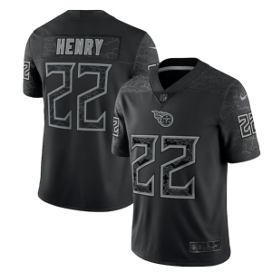 Men's Tennessee Titans #22 Derrick Henry Black Reflective Limited Stitched Football Jersey - Custom Name
