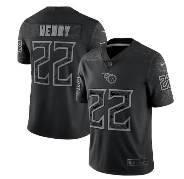 Men's Tennessee Titans #22 Derrick Henry Black Reflective Limited Stitched Football Jersey - Custom Name