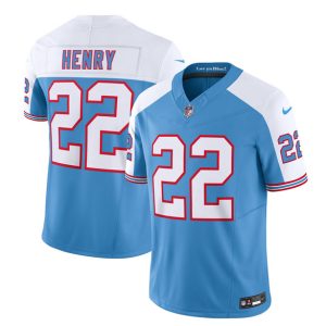 Men's Tennessee Titans #22 Derrick Henry Blue White 2023 F.U.S.E. Vapor Limited Throwback Stitched Football Jersey - Custom Name