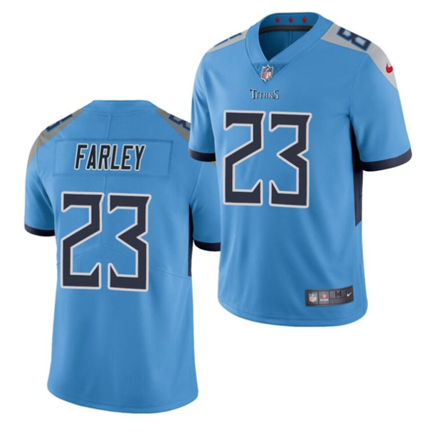 Men's Tennessee Titans #23 Caleb Farley Blue Vapor Untouchable Stitched Jersey - Custom Name