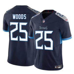 Men's Tennessee Titans #25 Xavier Woods Navy 2025 F.U.S.E. Vapor Limited Stitched Football Jersey - Custom Name