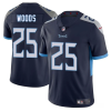 Men's Tennessee Titans #25 Xavier Woods Navy 2025 Vapor Untouchable Stitched Jersey - Custom Name