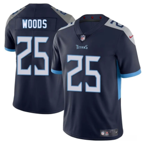 Men's Tennessee Titans #25 Xavier Woods Navy 2025 Vapor Untouchable Stitched Jersey - Custom Name