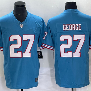 Tennessee Titans JerseysMen's Tennessee Titans #27 Eddie George Light Blue 2023 F.U.S.E. Vapor Limited Throwback Stitched Football Jersey - Custom Name