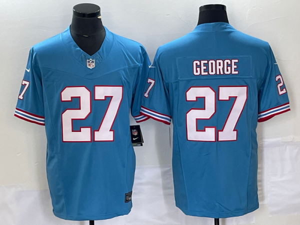 Tennessee Titans JerseysMen's Tennessee Titans #27 Eddie George Light Blue 2023 F.U.S.E. Vapor Limited Throwback Stitched Football Jersey - Custom Name
