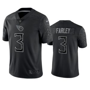 Men's Tennessee Titans #3 Caleb Farley Black Reflective Limited Stitched Football Jersey - Custom Name