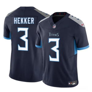 Men's Tennessee Titans #3 Johnny Hekker Navy 2025 F.U.S.E. Vapor Limited Stitched Football Jersey - Custom Name