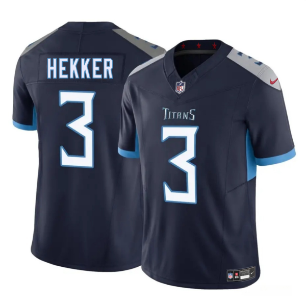 Men's Tennessee Titans #3 Johnny Hekker Navy 2025 F.U.S.E. Vapor Limited Stitched Football Jersey - Custom Name