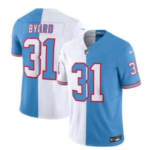 Men's Tennessee Titans #31 Kevin Byard White Blue 2023 F.U.S.E. Split Vapor Limited Throwback Stitched Football Jersey - Custom Name
