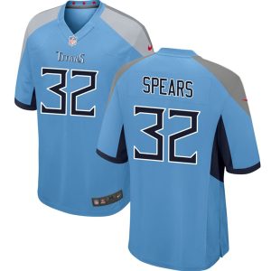 Men's Tennessee Titans #32 Tyjae Spears Light Blue Stitched Game Football Jersey - Custom Name