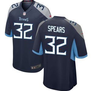 Men's Tennessee Titans #32 Tyjae Spears Navy Stitched Game Football Jersey - Custom Name