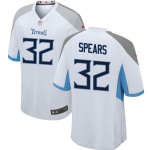 Men's Tennessee Titans #32 Tyjae Spears White Stitched Game Football Jersey - Custom Name
