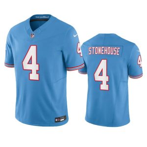 Men's Tennessee Titans #4 Ryan Stonehouse Light Blue 2023 F.U.S.E. Vapor Limited Throwback Stitched Football Jersey - Custom Name