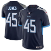 Men's Tennessee Titans #45 Dre'Mont Jones Navy 2025 Vapor Limited Stitched Football Jersey - Custom Name