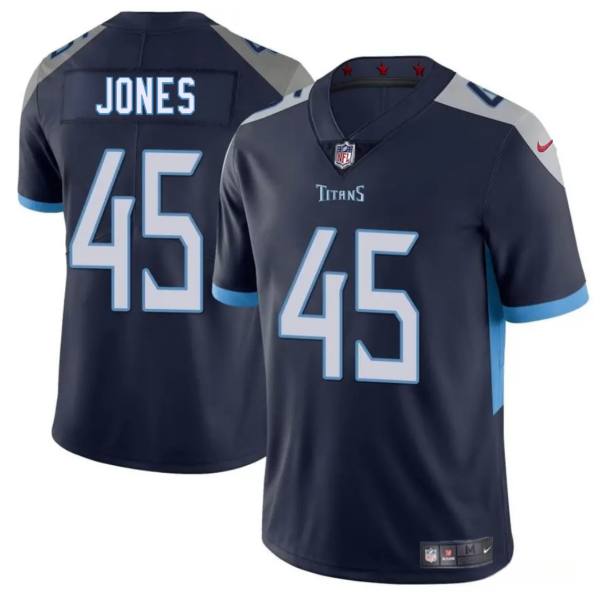 Men's Tennessee Titans #45 Dre'Mont Jones Navy 2025 Vapor Limited Stitched Football Jersey - Custom Name