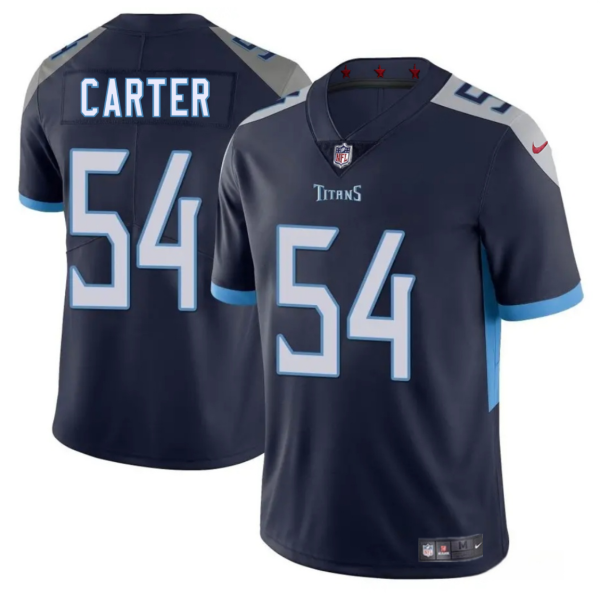 Men's Tennessee Titans #54 Lorenzo Carter Navy 2025 Vapor Untouchable Stitched Jersey - Custom Name
