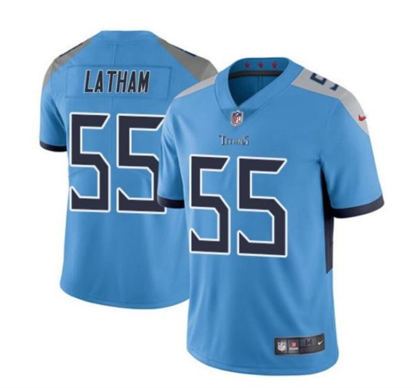 Men's Tennessee Titans #55 JC Latham Blue 2024 Draft Vapor Limited Stitched Football Jersey - Custom Name