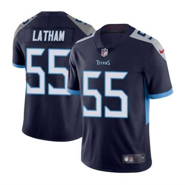 Men's Tennessee Titans #55 JC Latham Navy 2024 Draft Vapor Limited Stitched Football Jersey - Custom Name