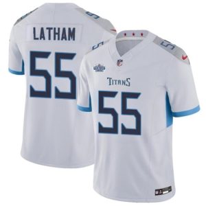 Men's Tennessee Titans #55 JC Latham White 2024 F.U.S.E With Draft Patch Vapor Limited Stitched Football Jersey - Custom Name
