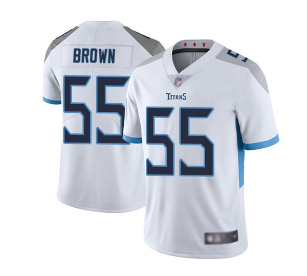 Men's Tennessee Titans #55 Jayon Brown White Vapor Untouchable Limited Stitched Jersey - Custom Name