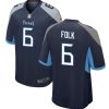 Men's Tennessee Titans #6 Nick Folk Navy Stitched Game Football Jersey - Custom Name