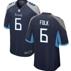 Men's Tennessee Titans #6 Nick Folk Navy Stitched Game Football Jersey - Custom Name