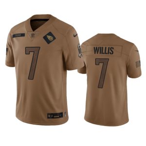 Men's Tennessee Titans #7 Malik Willis 2023 Brown Salute To Service Stitched Football Jersey - Custom Name