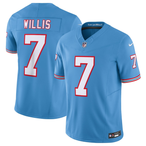 Men's Tennessee Titans #7 Malik Willis Light Blue 2023 F.U.S.E. Vapor Limited Throwback Stitched Football Jersey - Custom Name