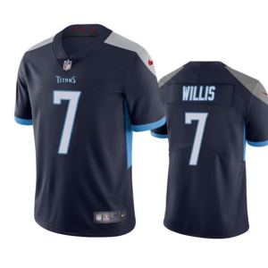 Men's Tennessee Titans #7 Malik Willis Navy Vapor Untouchable Stitched Jersey - Custom Name