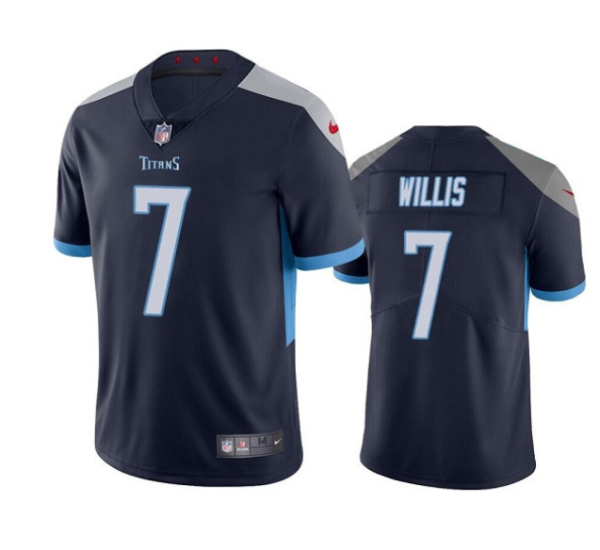Men's Tennessee Titans #7 Malik Willis Navy Vapor Untouchable Stitched Jersey - Custom Name